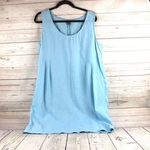 (sold)J. Jill L Large Linen Dress Blue Lagenlook